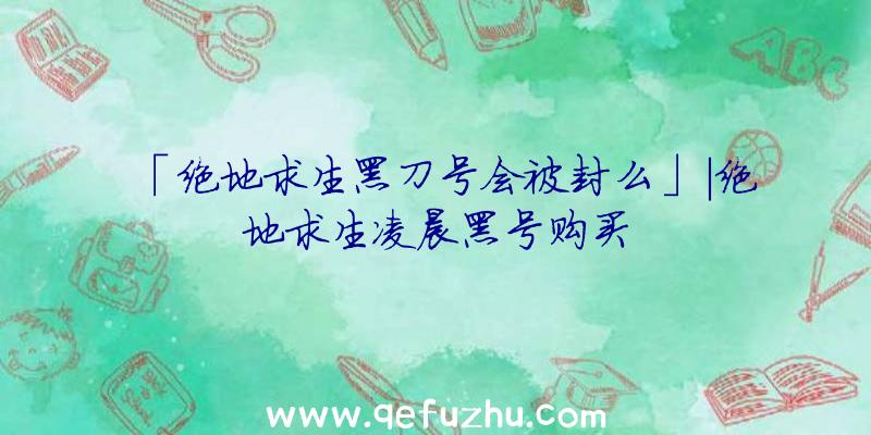 「绝地求生黑刀号会被封么」|绝地求生凌晨黑号购买